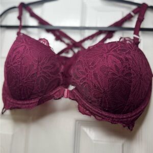 PINK Victoria's Secret Deep Red Lace Bra